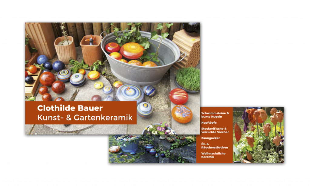 Klappkarten-Layout für die Dorfener Kunsthandwerkerin