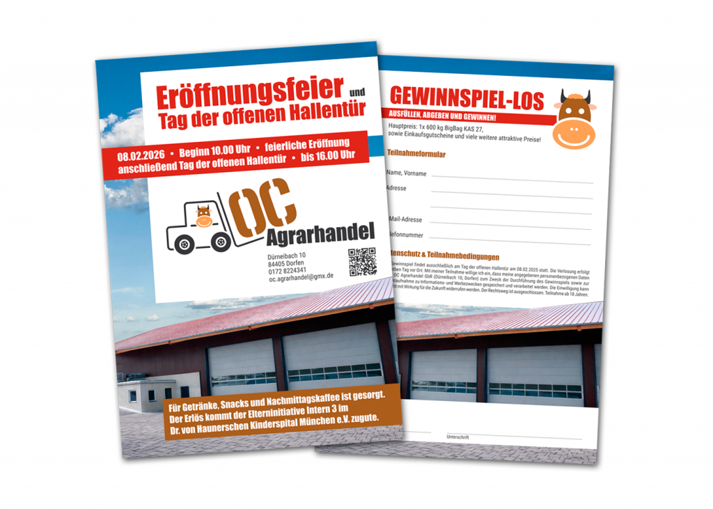 Flyer-Layout für die Futtermittelexperten von OC Agrarhandel