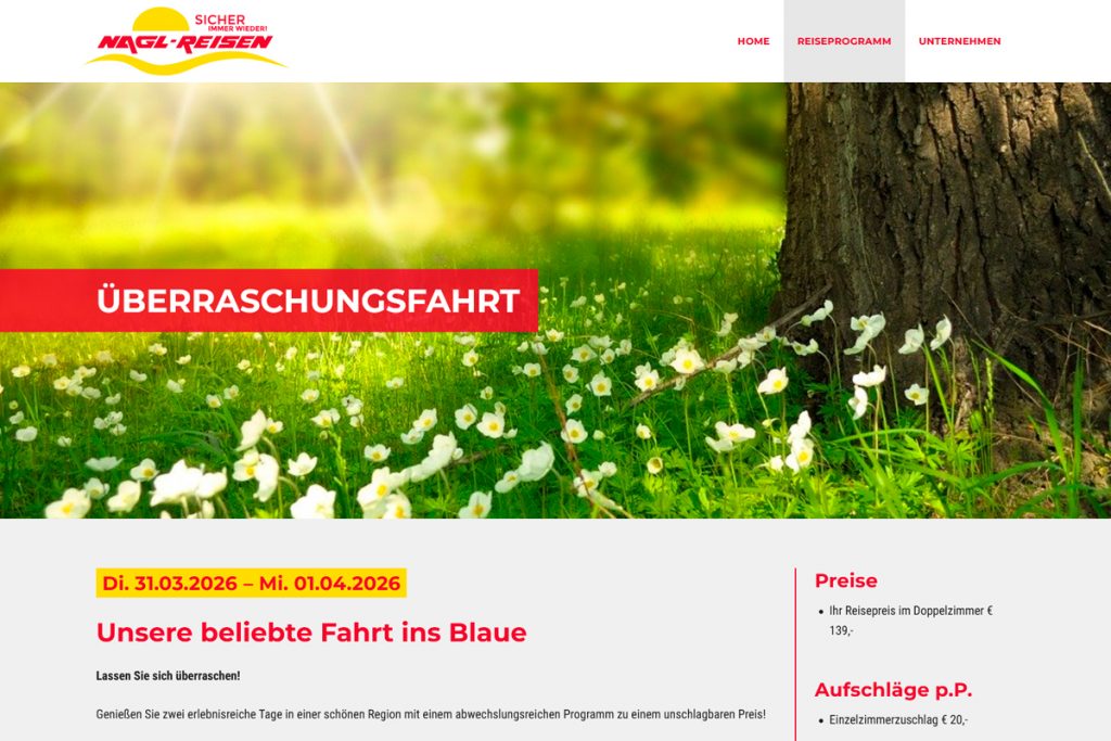 Nagl Reisen / Webdesign